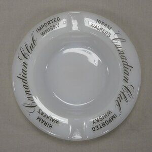 Vintage Hiram Walker's Canadian Club Whisky Advertising White Milk Glass Ashtray